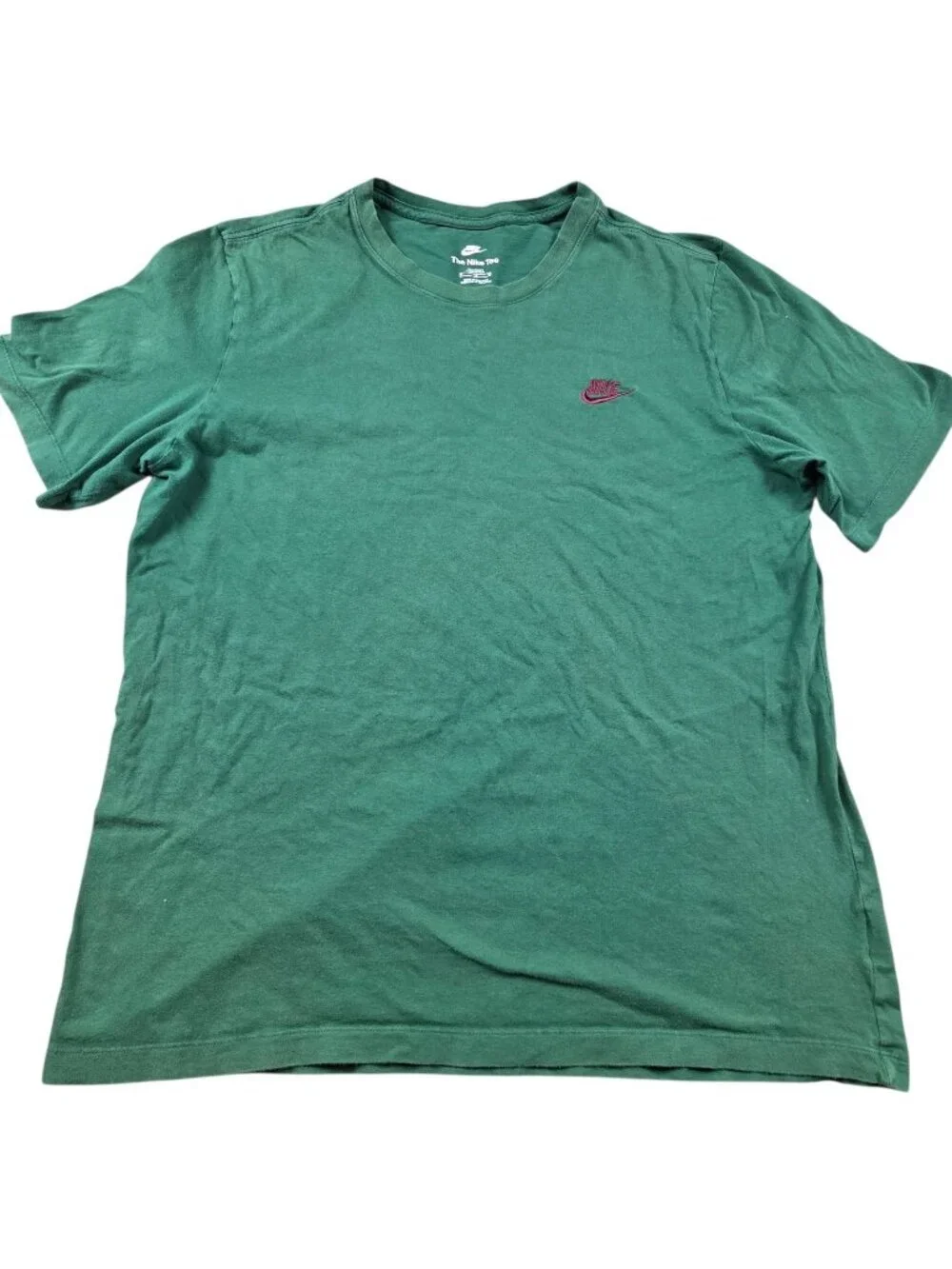 Nike Sportswear T-Shirt Mens XL Green Burgundy Red Swoosh Short Sleeve Read
